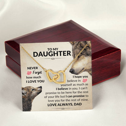 To My Daughter - Never Forget - Necklace Interlocking Hearts Necklace