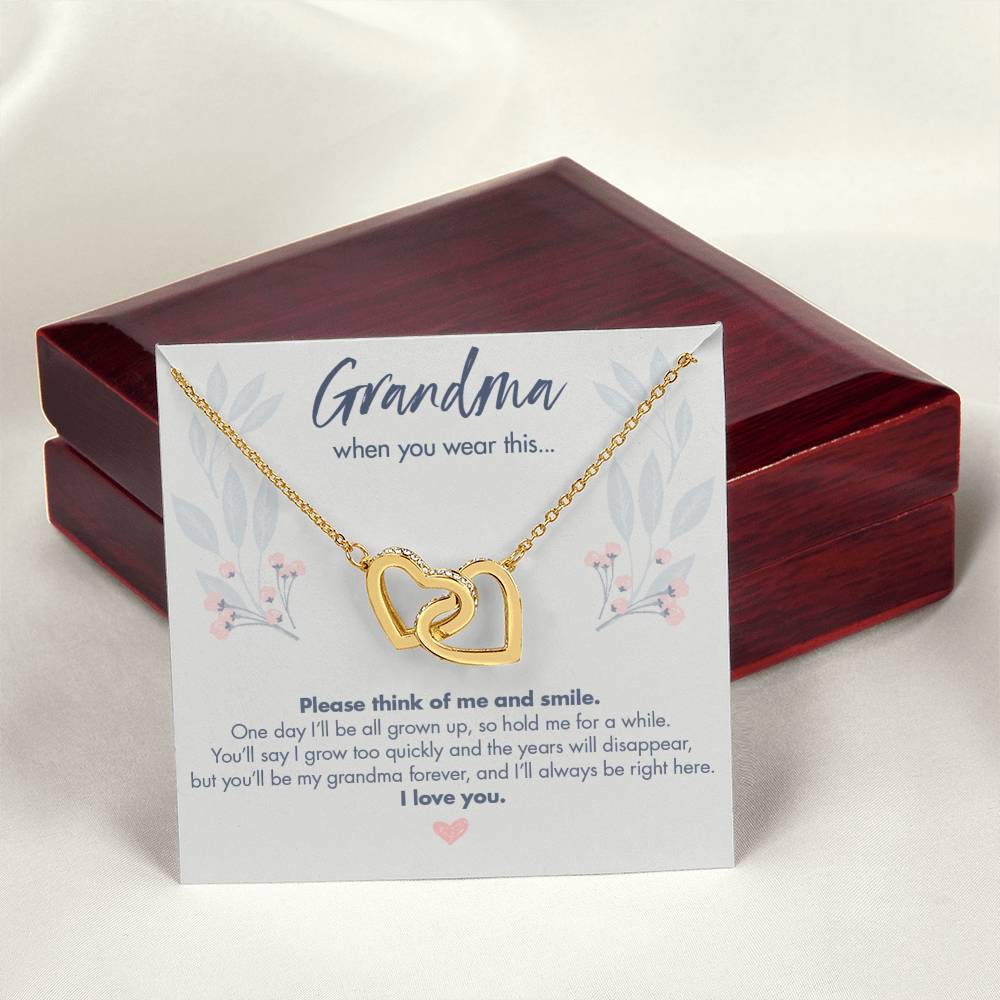 Gift From Baby Or Toddler To Grandma - Grandma When You Wear This Necklace Interlocking Hearts Necklace