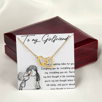 To My Girlfriend Interlocking Hearts Necklace Message Card
