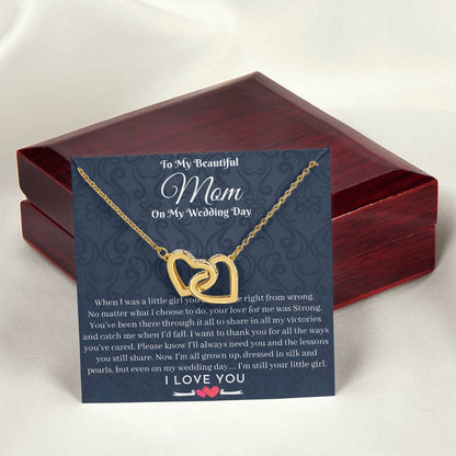 Mother Of The Bride Gift From Daughter Jewelry Necklace As Wedding Gift Bridal Party To My Lovely Mom On Me Wedding Day Gifts Interlocking Hearts Necklace
