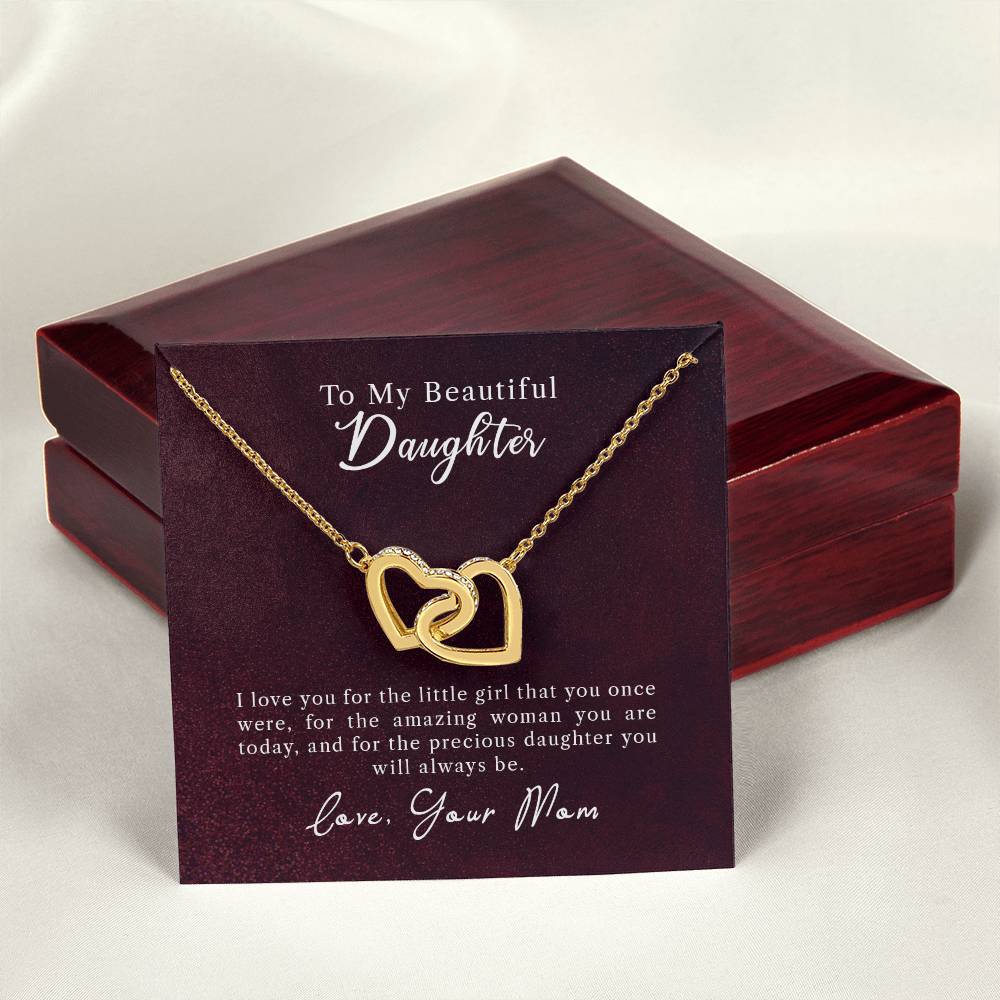 To My Daughter - Precious Daughter - Necklace Interlocking Hearts Necklace