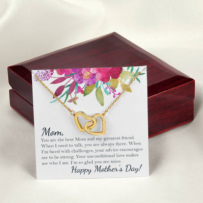 Happy Mother'S Day - To The Best Mom Interlocking Hearts Necklace