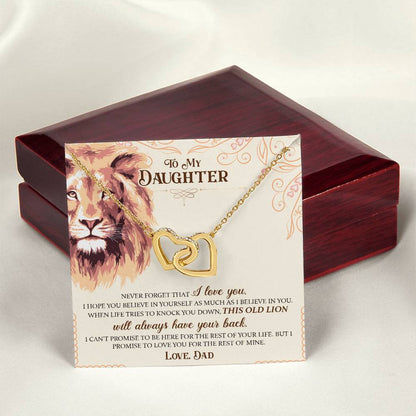 To My Daughter - This Old Lion - Necklace Interlocking Hearts Necklace