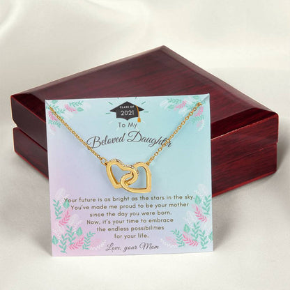 Two Hearts To My Beloved Daughter Necklace Interlocking Hearts Necklace