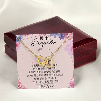To My Daughter Interlocking Hearts Necklace Message Card