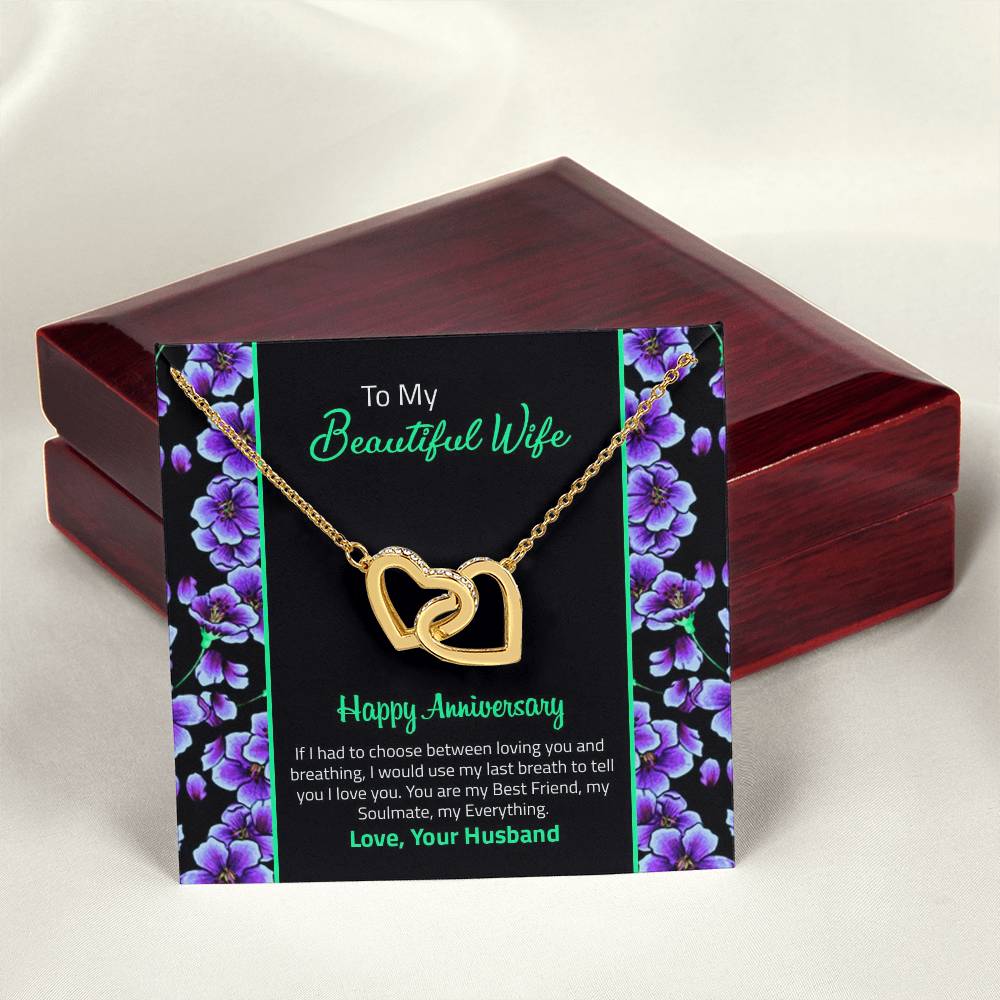 Happy Anniversary Interlocking Hearts Necklace