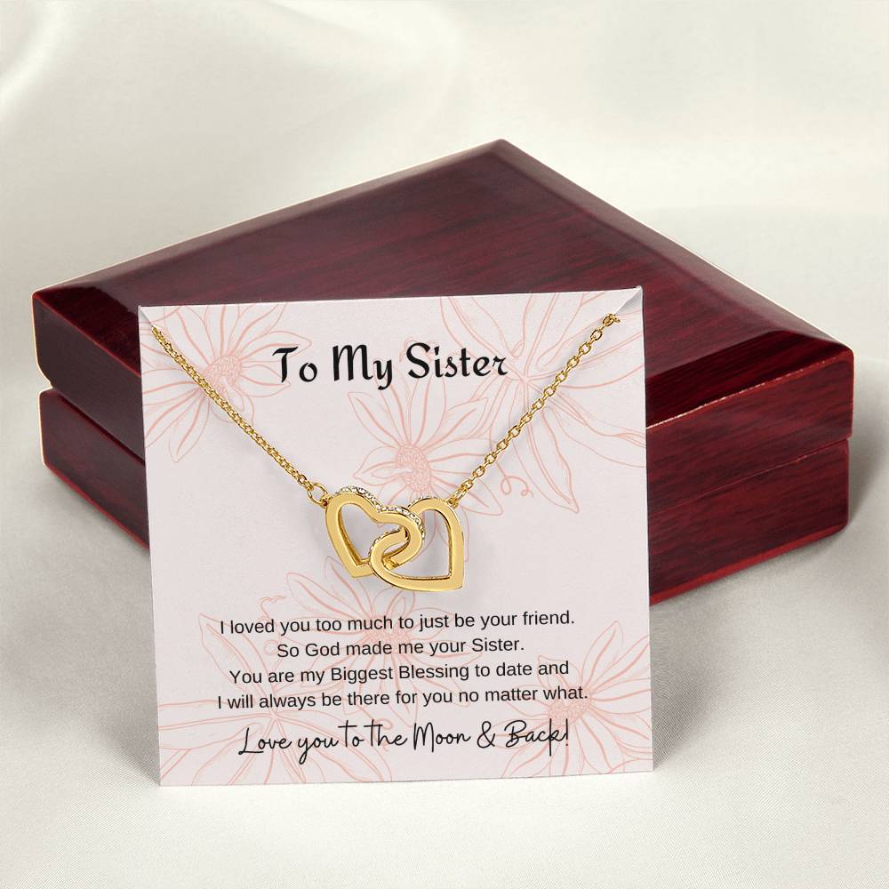 To My Sister Interlocking Hearts Necklace