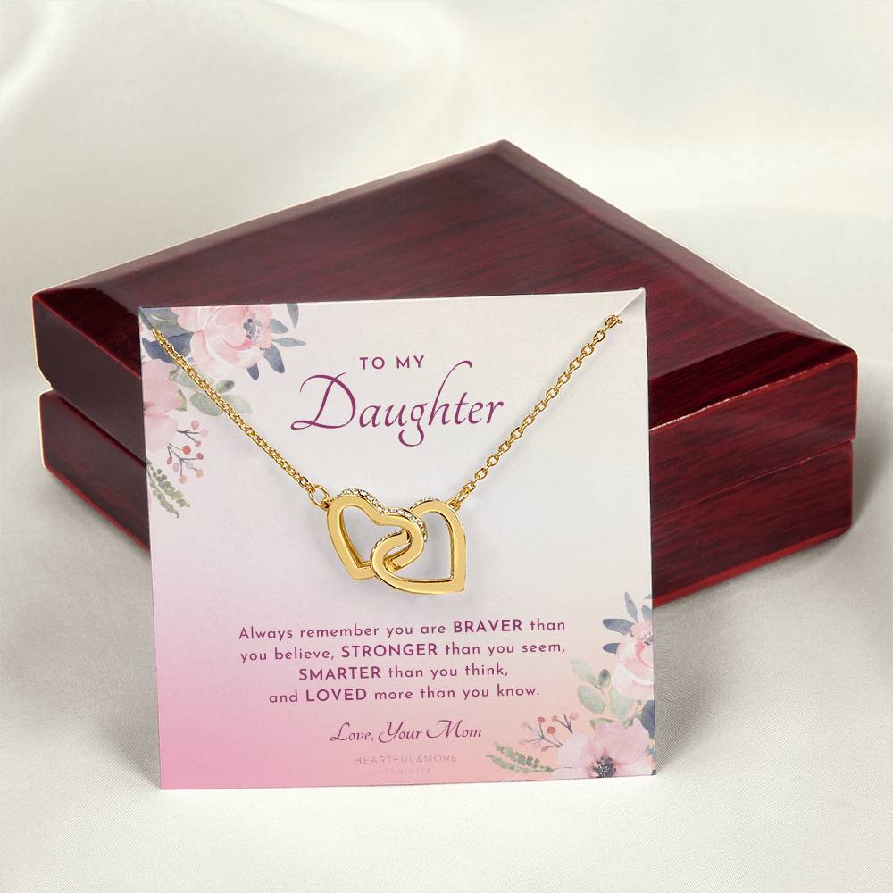 To My Daughter Always Remember Gift For Daughter From Mom Daughter Birthday Graduation Christmas Present Interlocking Hearts Necklace