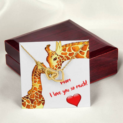 Mom I Love You So Much Two Hearts Embellished With Cubic Zirconia Stones Interlocked Together Interlocking Hearts Necklace