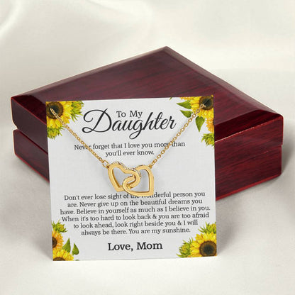 To My Daughter - Never Forget That I Love You More Than You'Ll Ever Know Interlocking Hearts Necklace