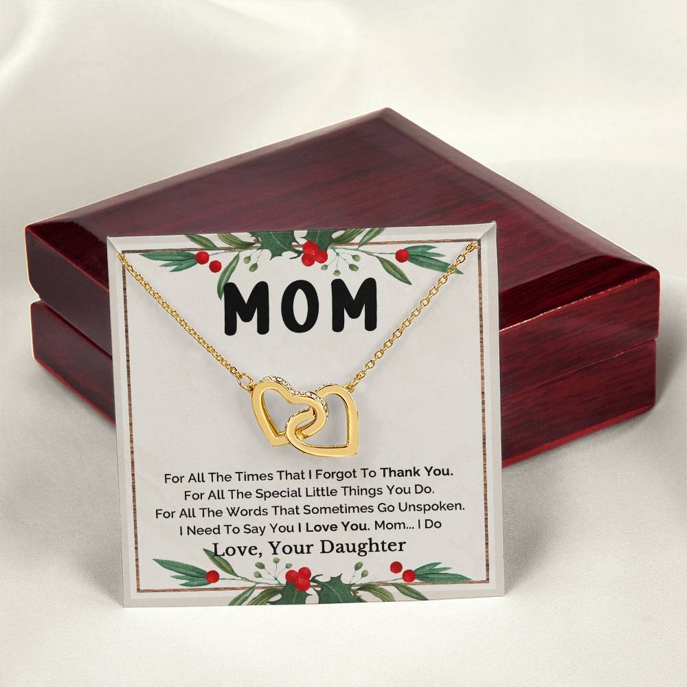 To Mom - I Love You Interlocking Heart Necklace Interlocking Hearts Necklace