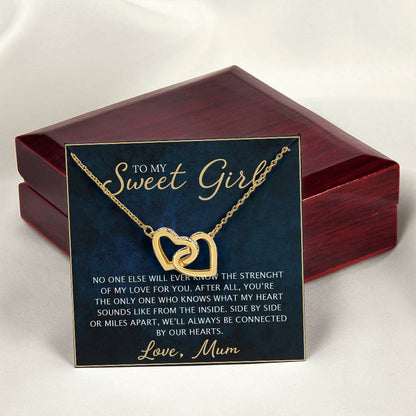 To My Daughter - Unique Heart Bonding Necklace Gift Set Interlocking Hearts Necklace