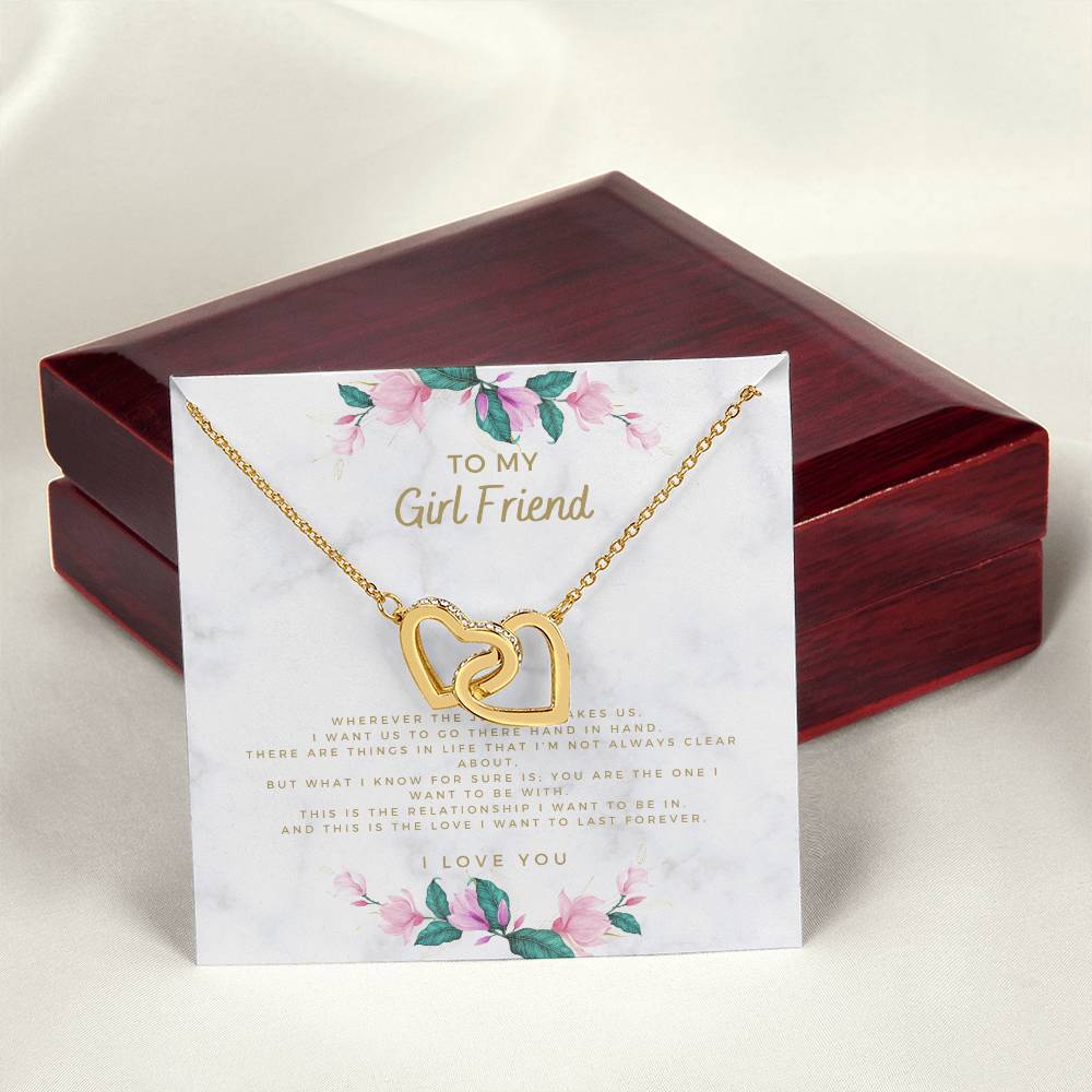 Wherever The Journey Takes Us Necklace Gift For Girlfriend From Boyfriend Interlocking Hearts Necklace