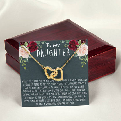 To My Daughter Necklace Gift For Daughter From Mom Sentimental Gift For Birthday Graduation Anniversary Interlocking Hearts Necklace