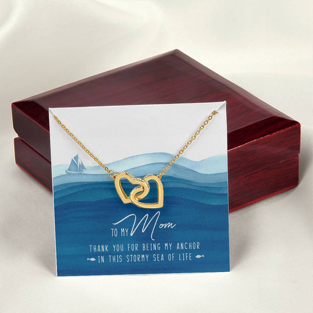 To My Mom My Anchor Interlocking Hearts Necklace Mother'S Day Message Card Gift