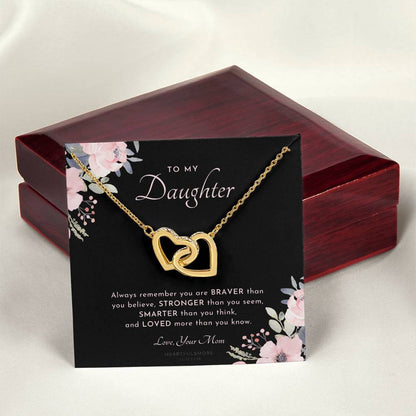To My Daughter Always Remember Gift For Daughter From Mom Daughter Birthday Graduation Christmas Present Interlocking Hearts Necklace