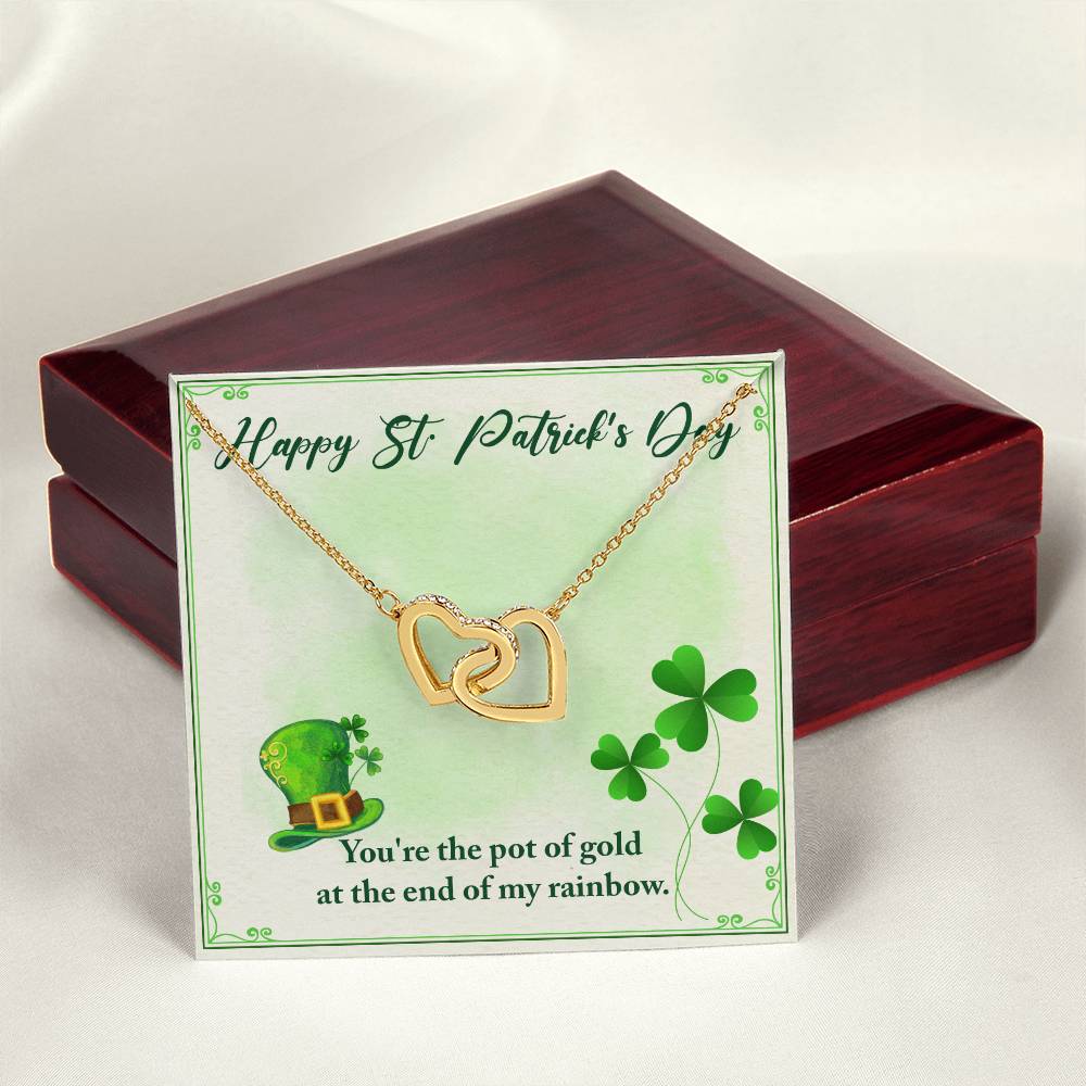 Happy St Patrick'S Day - You'Re The Pot Of Gold At The End Of My Rainbow -Necklace Interlocking Hearts Necklace