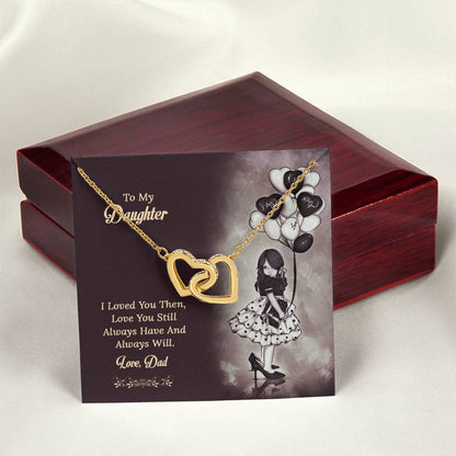 To My Daughter From Dad Interlocking Hearts Necklace