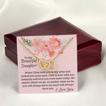 To My Beautiful Daughter - Interlocked Hearts Interlocking Hearts Necklace