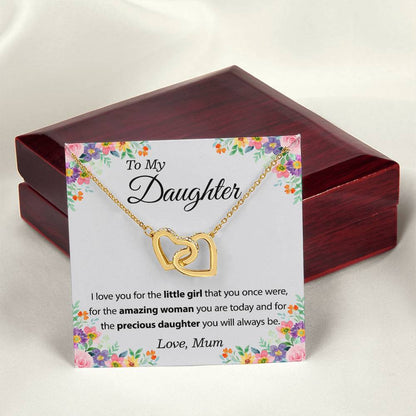 To My Daughter Necklace From Mom - Mother Daughter Necklace Set Of Interlocking Hearts Necklace