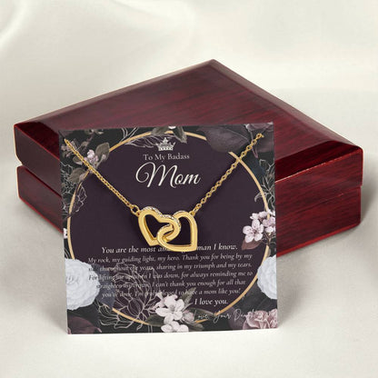 To My Badass Mom Necklace Badass Mom Gift Mother’S Day Gift Birthday Gift Gift From Daughter On Wedding Day Interlocking Hearts Necklace