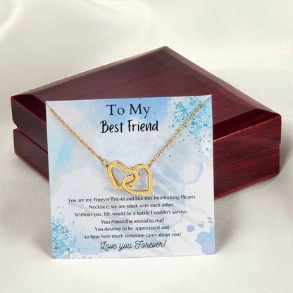 To My Best Friend Interlocking Hearts Necklace