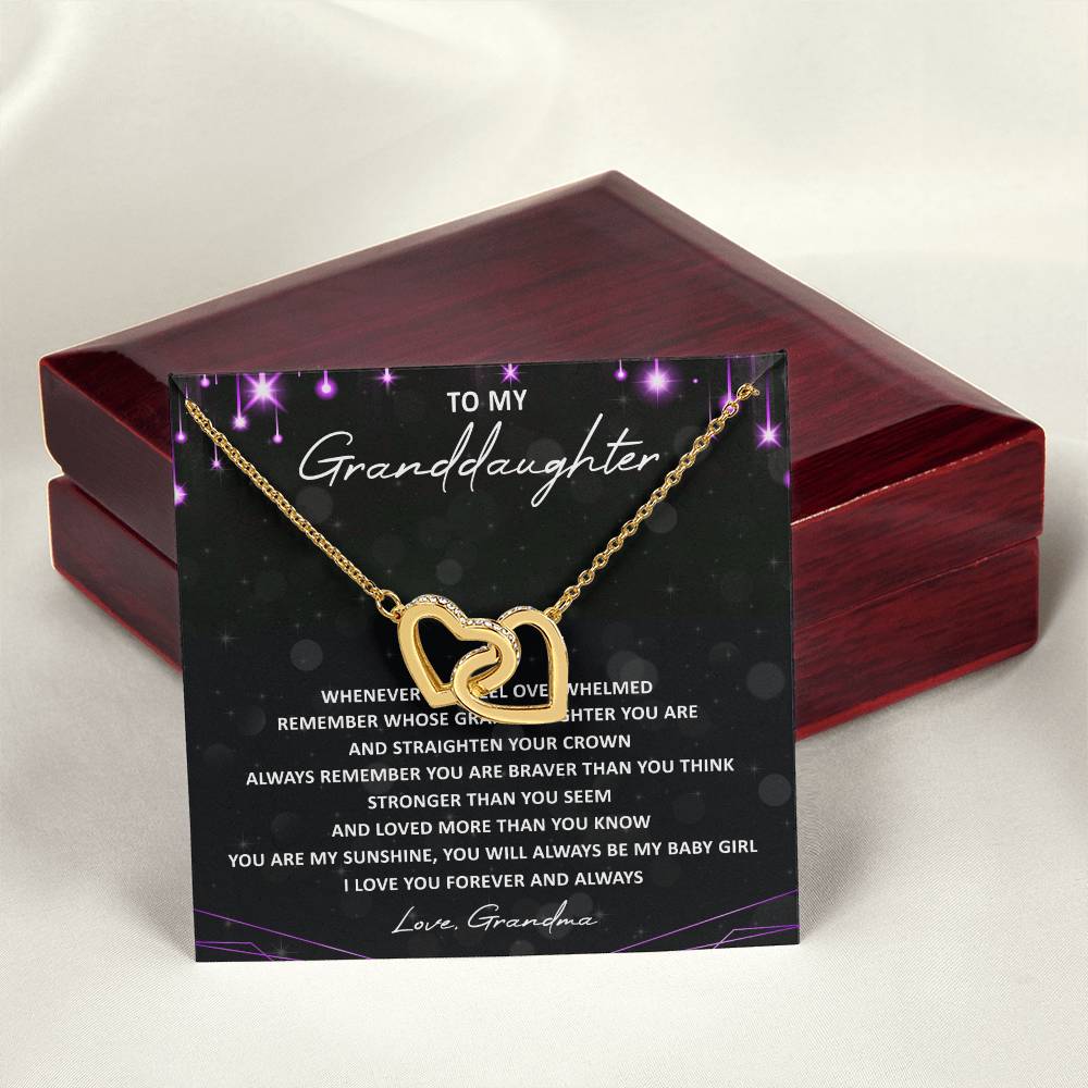 To My Granddaughter Interlocking Hearts Necklace Message Card