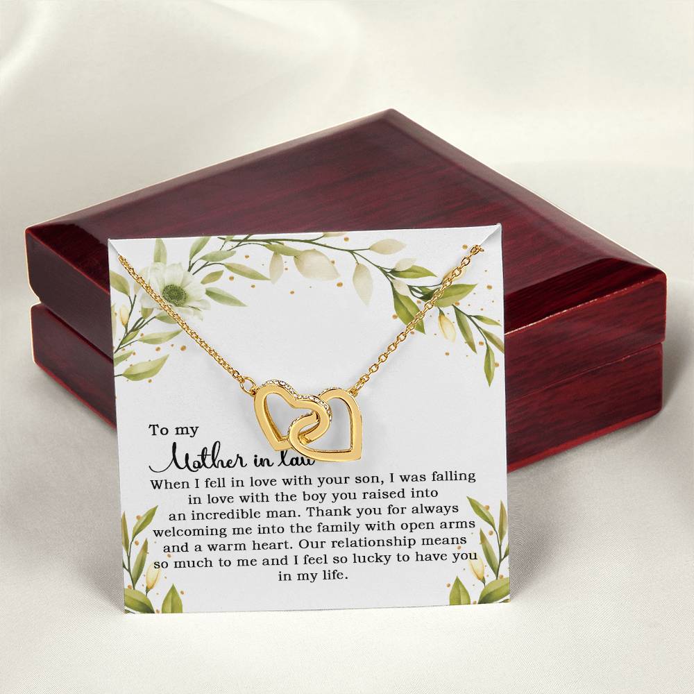 To My Mother In Law - When I Fell In Love With Your Son Interlocking Hearts Necklace