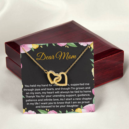 Dear Mom Thank You Blessed Daughter Interlocking Hearts Necklace