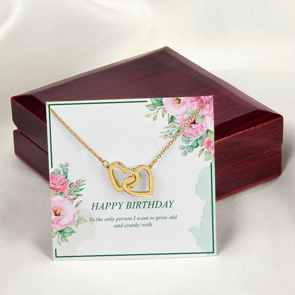 Happy Birthday Wife-Interlocking Heart Necklace Interlocking Hearts Necklace