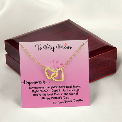 To My Mom Happiness Is Daughter Ilh Necklace Interlocking Hearts Necklace