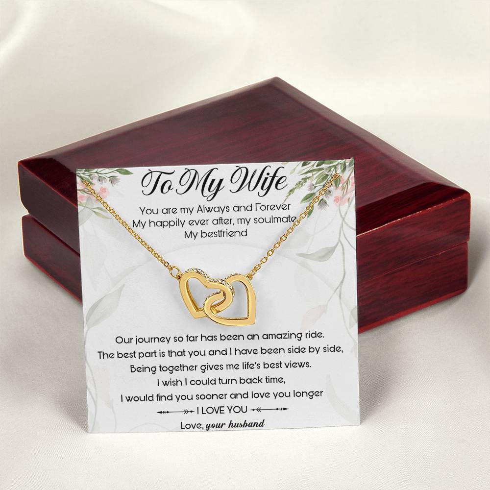 To My Wife Interlocking Hearts Necklace Message Card