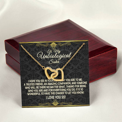 To My Unbiological Sister - Interlocking Hearts Necklace - Eudora Collection