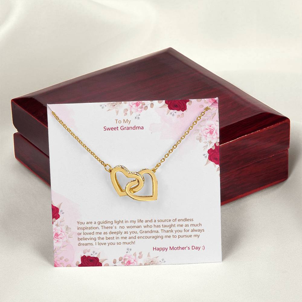 Mothers Day Gift For Grandmom Or Grandma -Two Hearts Necklace! Interlocking Hearts Necklace