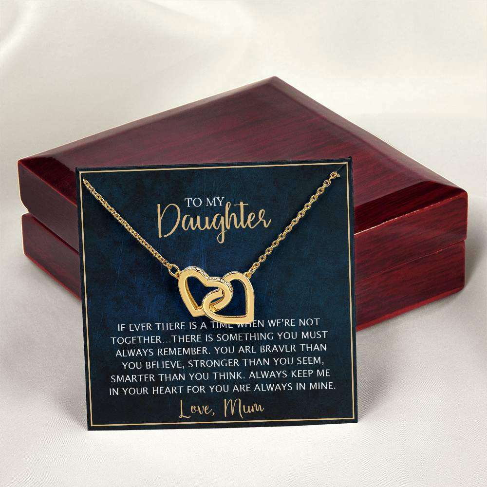 To My Daughter - Unique Heart Bonding Necklace Gift Set Interlocking Hearts Necklace