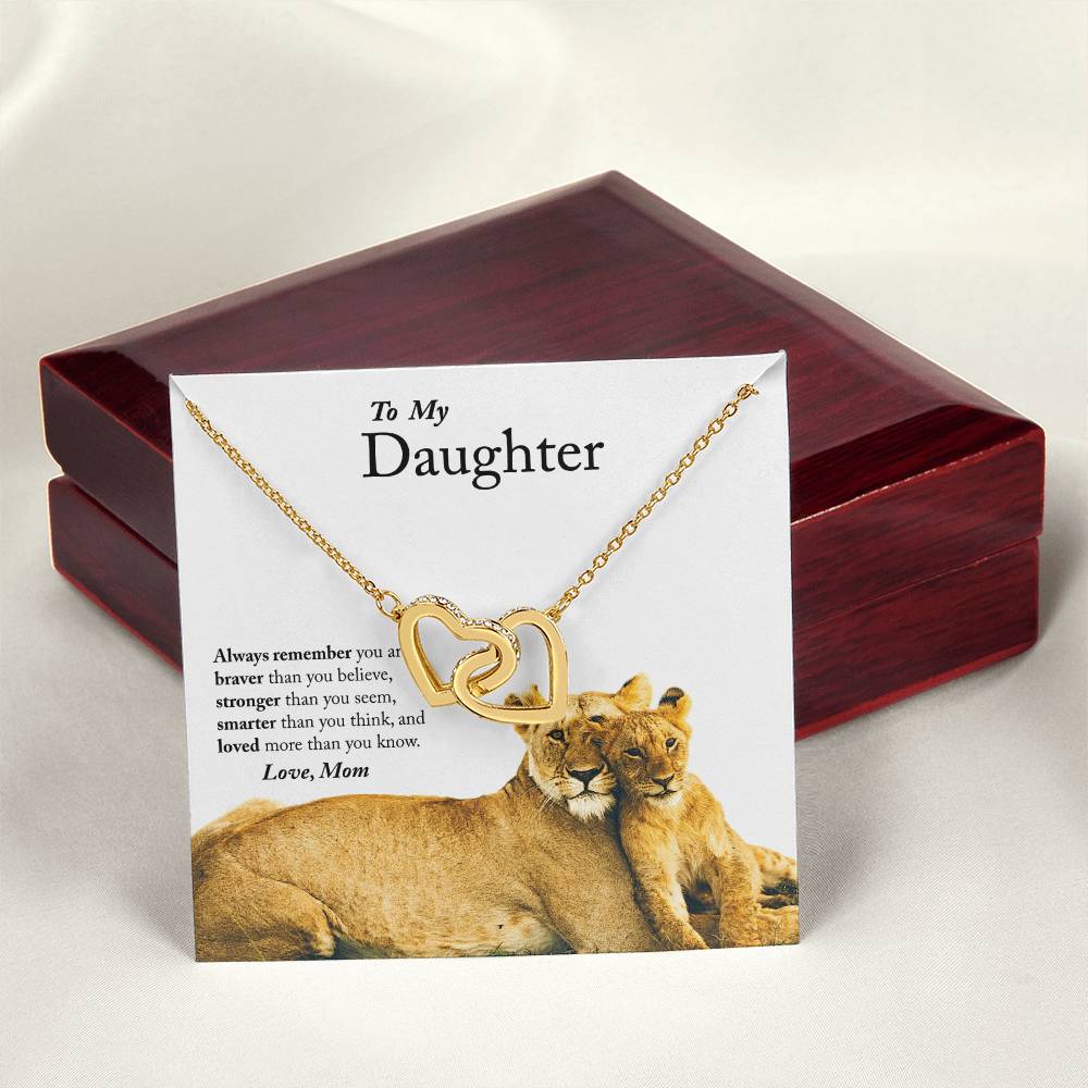 To My Daughter - Always Remember - Interlocking Hearts Necklace