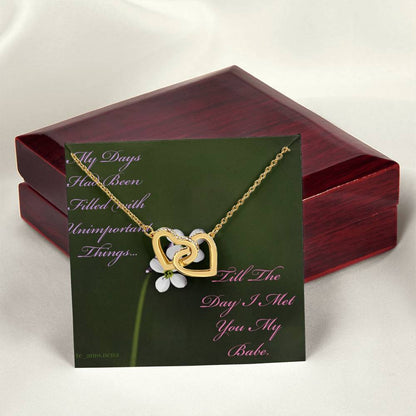 The Day I Met You My Babe Interlocking Hearts Necklace