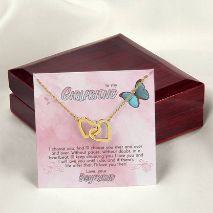 Gift For Girlfriend Interlocking Hearts Necklace