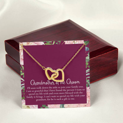 Grandmother Of The Groom Gift Necklace Grandma Wedding Gift Nana Bridal Shower Rehearsal Dinner Thank You Gift Interlocking Hearts Necklace