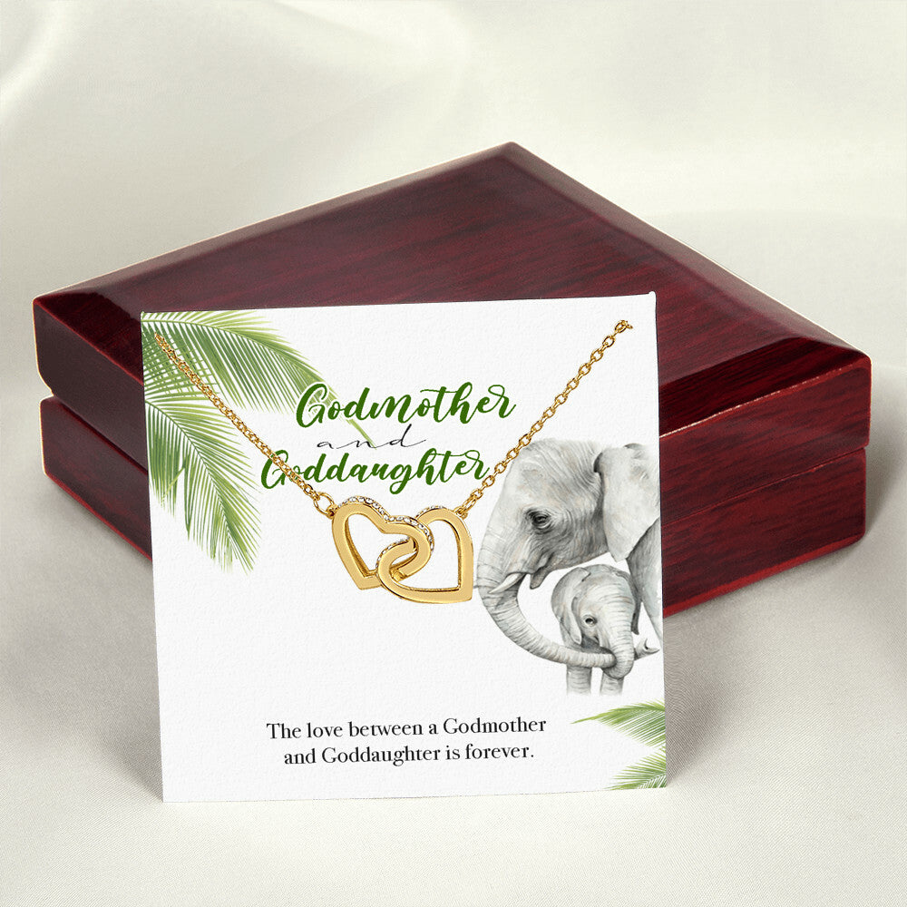 Godmother Goddaughter Gift Necklace Emotional Message Card Interlocking Hearts Necklace