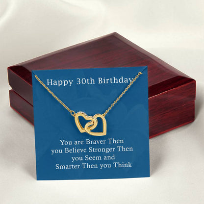 Happy 30Th Birthday Gifts For Girls Or Women Interlocking Hearts Necklace