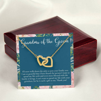Grandmother Of The Groom Gift Necklace Grandma Wedding Gift Nana Bridal Shower Rehearsal Dinner Thank You Gift Interlocking Hearts Necklace