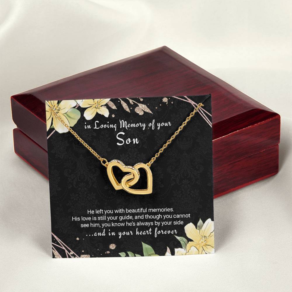 Loss Of Son Gift Son Memorial Necklace Twin Hearts Interlocking Hearts Necklace