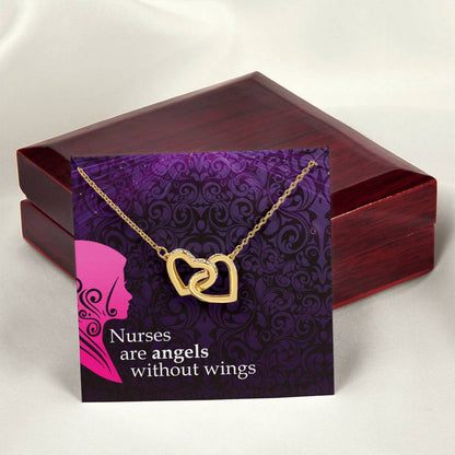 Nurses Are Angels Without Wings - Interlocking Heart Necklace Interlocking Hearts Necklace