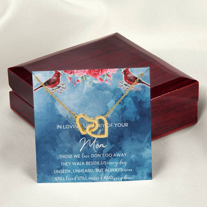 In Loving Memory Of Your Mom Interlocking Hearts Necklace Message Card