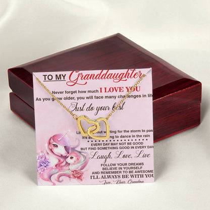 To My Granddaughter Interlocking Hearts Necklace Message Card