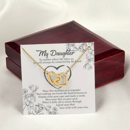 Your Wish Will Come True - Great Gift For Daughter Interlocking Hearts Necklace
