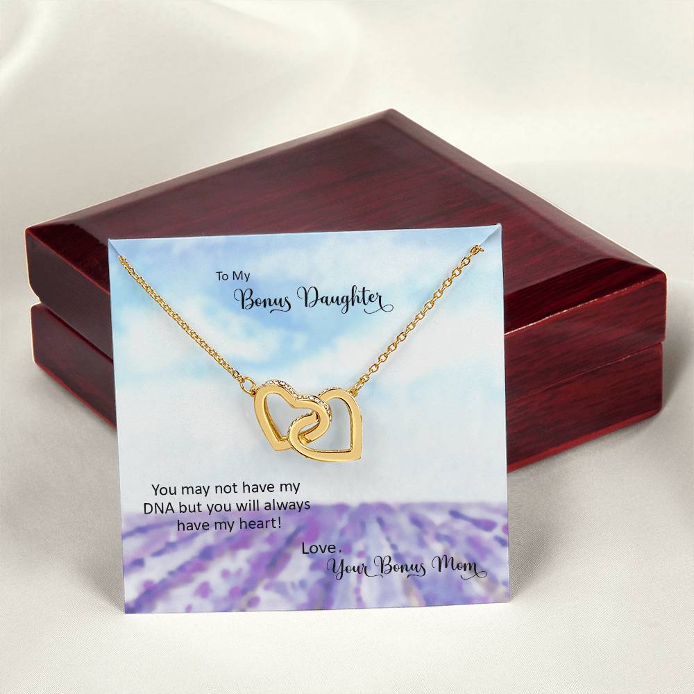Bonus Daughter From Bonus Mom No Dna But You Have My Heart Interlocking Hearts Necklace