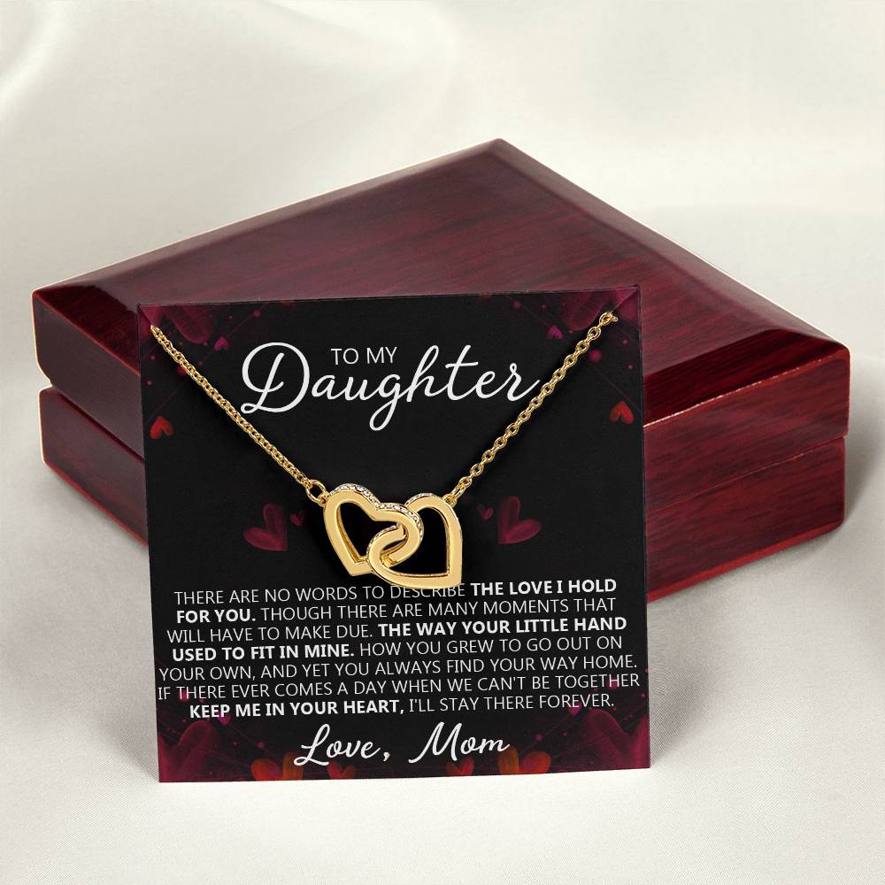 To My Daughter - You Are My Heart - Unique Heart Bonding Necklace Gift Set Interlocking Hearts Necklace