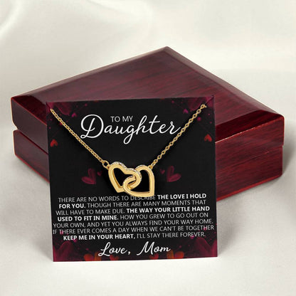 To My Daughter - You Are My Heart - Unique Heart Bonding Necklace Gift Set Interlocking Hearts Necklace